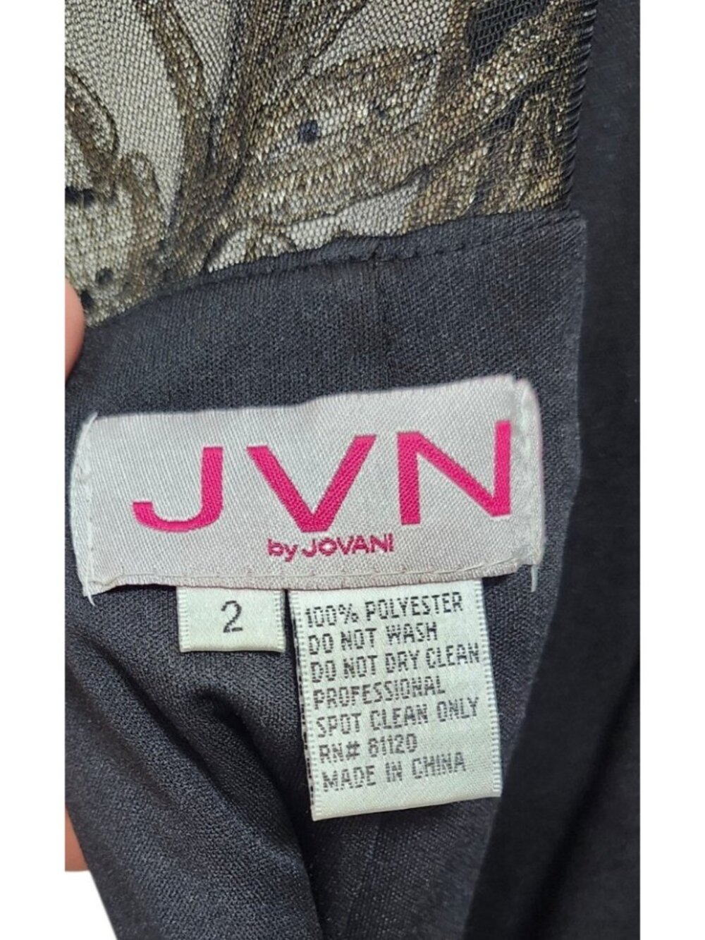 JVN by Jovani Black Gold Embroidered Mermaid Evening Gown Prom Formal Dress 2 - Picture 11 of 15